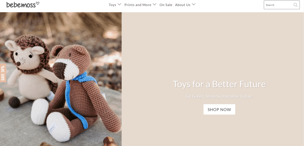 online store with handmade toys main page