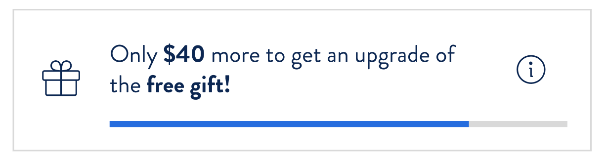 Cart notification showing how close a customer is to a free gift, encouraging adding more products.