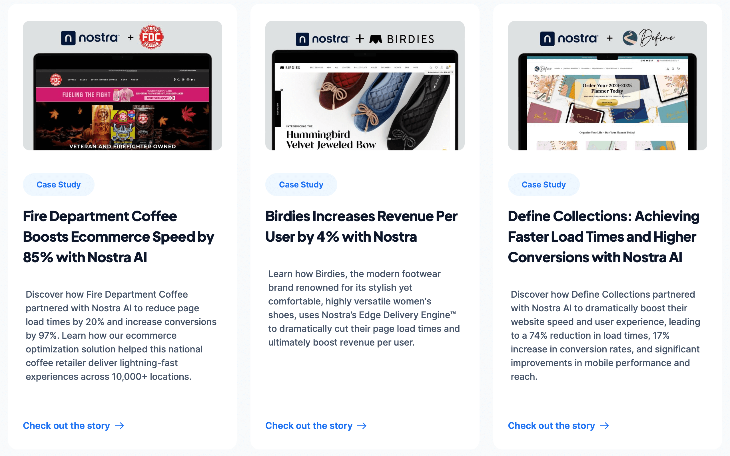 Case studies showing the impact of NOSTRA AI on ecommerce speed boosts